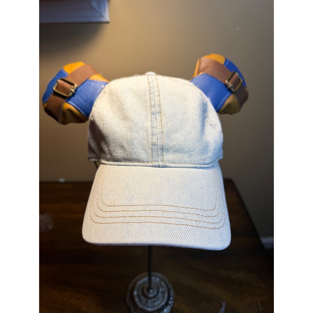 Disney Kingdom Hearts Sora Inspired Denim Baseball Hat with 3D Ears and Buckles